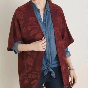 Chico’s Red Floral Kimono Throw Over Cardigan Size S/M